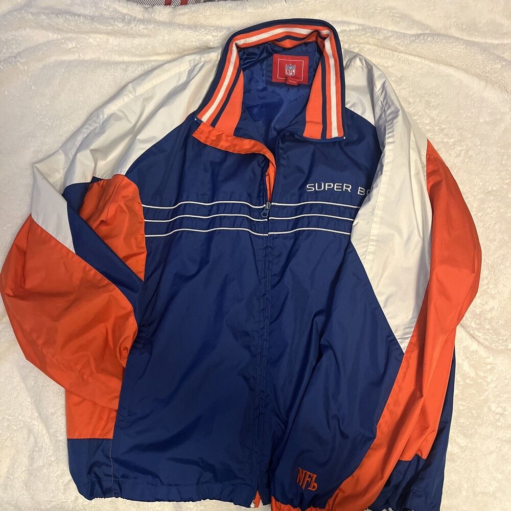 2007 Super Bowl XLI Blue And Orange Windbreaker Jacket Mens Size L